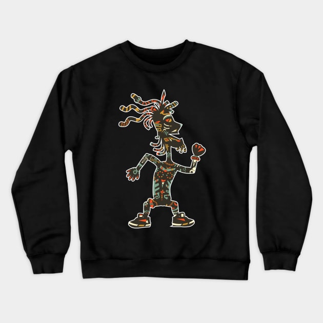 African tribal party man dancing Crewneck Sweatshirt by ComPix